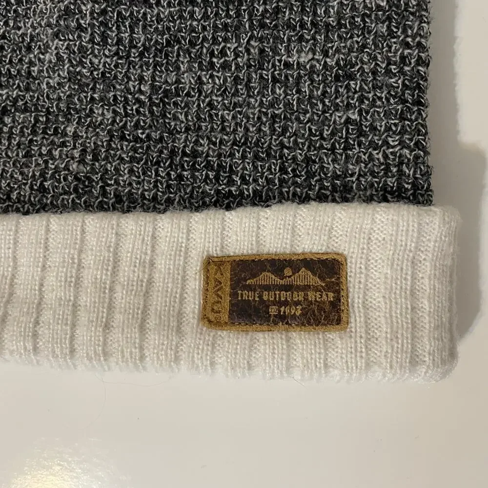 KAVU Kids Cat Ears Stocking Hat Knit Beanie Youth One Size Charcoal Cream